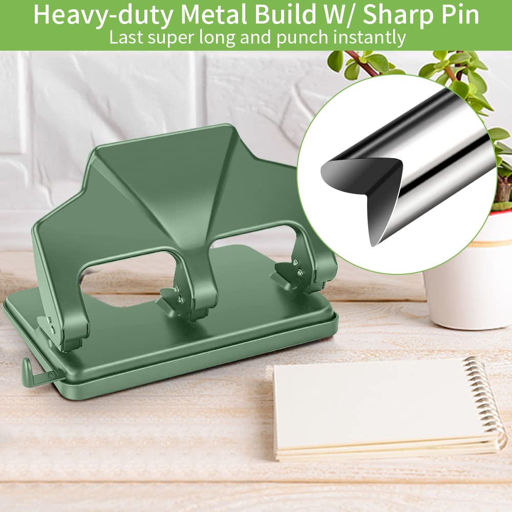 AFMAT 3-Loch-Stanzer, robust, 40-Blatt-Dreilocher, 50 % weniger Kraftaufwand, Metall-Papierstanzer mit großem Chipfach, Modell: HP14 (Schwarz)
