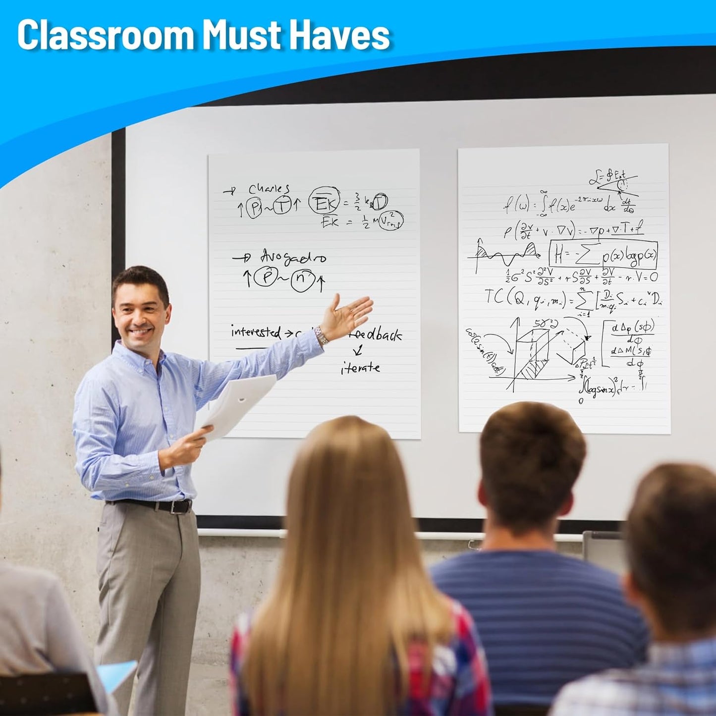 AFMAT YY15 Sticky Easel Pad, 6-Pad Lined Chart Paper, 25 x 30 inches, 30 Sheets/Pad