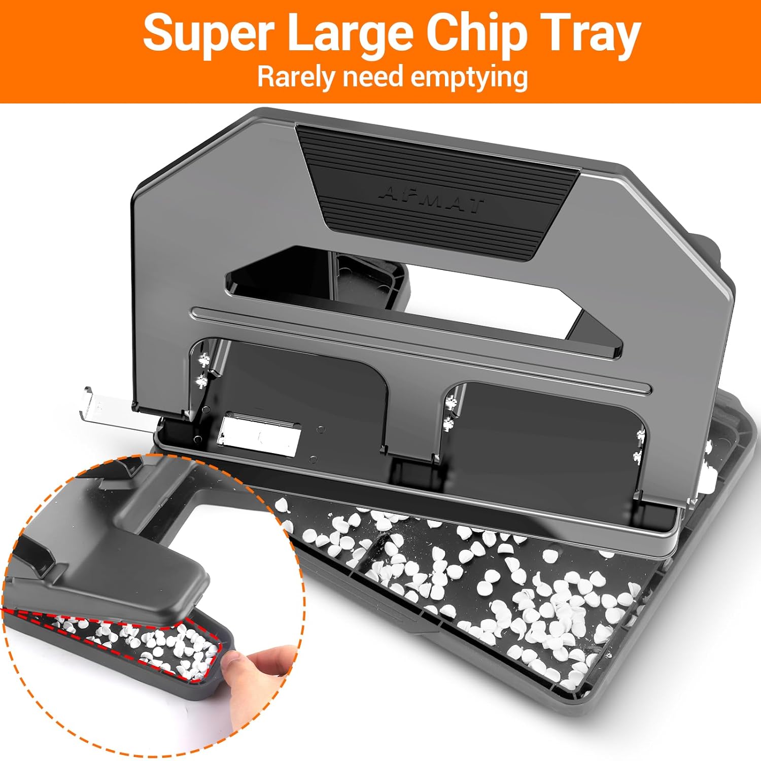 AFMAT HPX2 3 Hole Puncher Heavy Duty, 40-Sheet Heavy Duty Three Hole Punch, 50% Reduced Effort Paper Punch, 10000+ Punching Times,Black