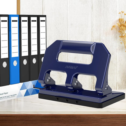 AFMAT HPX1 3 Hole Punch Heavy Duty, 3 Hole Puncher for Binder, 10000+ Punching Times, 40-Sheet Three Hole Punch,Black