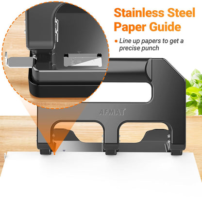AFMAT HPX1 3 Hole Punch Heavy Duty, 3 Hole Puncher for Binder, 10000+ Punching Times, 40-Sheet Three Hole Punch,Black
