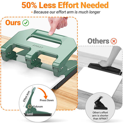 AFMAT HPX1 3 Hole Punch Heavy Duty, 3 Hole Puncher for Binder, 10000+ Punching Times, 40-Sheet Three Hole Punch,Black