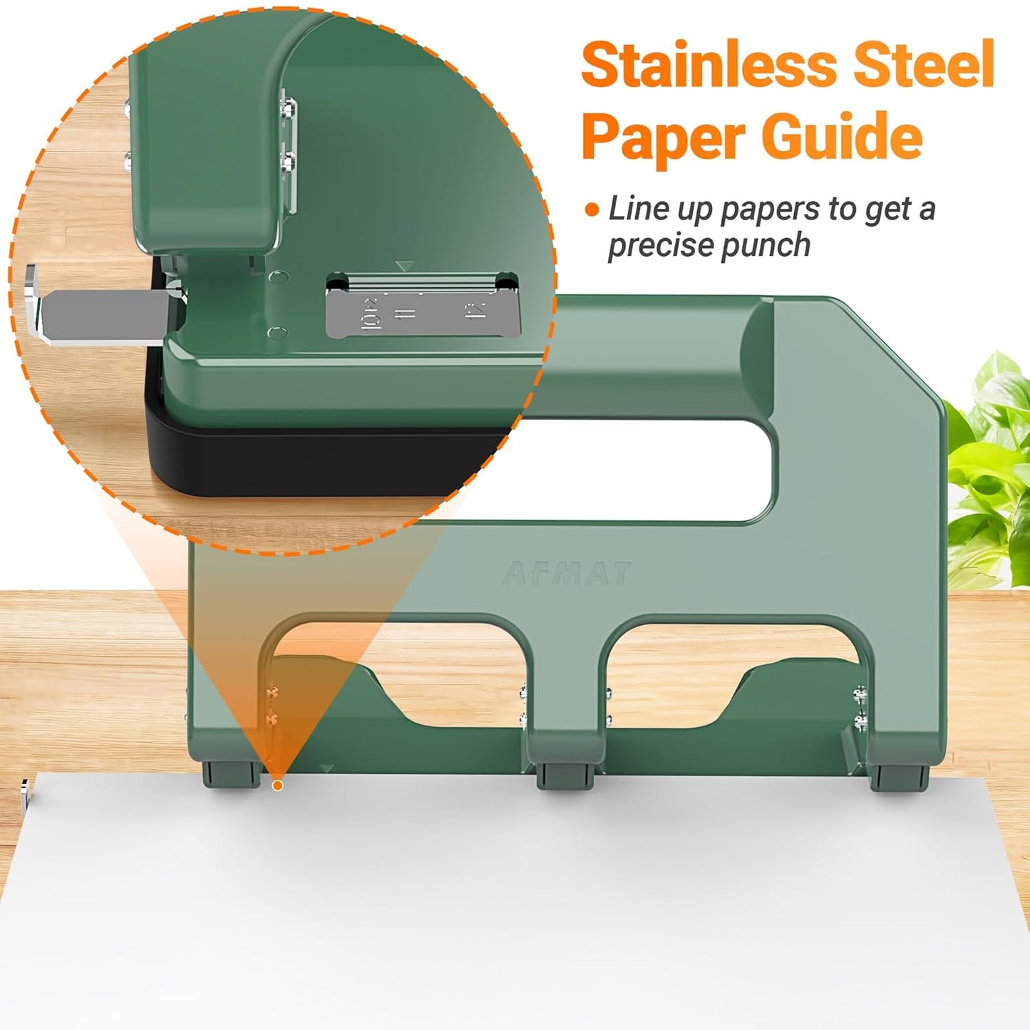 AFMAT HPX1 3 Hole Punch Heavy Duty, 3 Hole Puncher for Binder, 10000+ Punching Times, 40-Sheet Three Hole Punch,Black