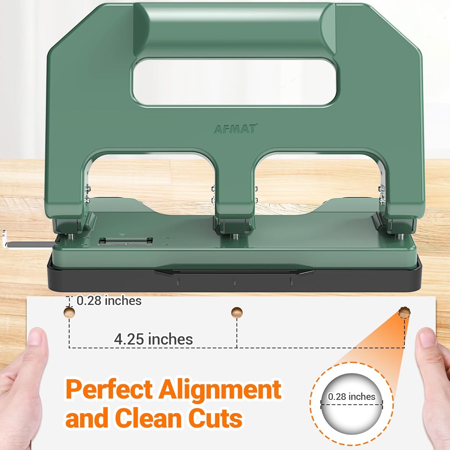 AFMAT HPX1 3 Hole Punch Heavy Duty, 3 Hole Puncher for Binder, 10000+ Punching Times, 40-Sheet Three Hole Punch,Black