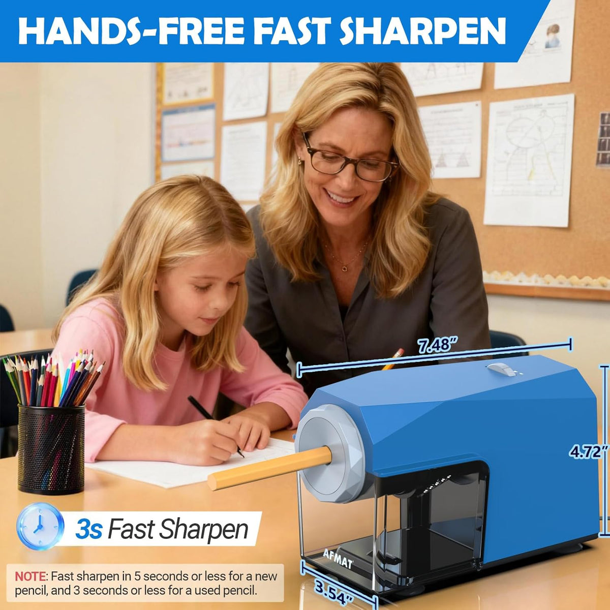 ✅Newest Model With Best Features✅Newly Upgraded Fully Automatic Electric Pencil Sharpener for 6.5-10.5mm No.2/Jumbo/Colored Pencils,3X Longer Cutter Life,PSC4BS