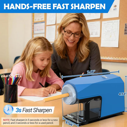 Newly Upgraded Fully Automatic Electric Pencil Sharpener for 6.5-10.5mm No.2/Jumbo/Colored Pencils,3X Longer Cutter Life,PSC4BS