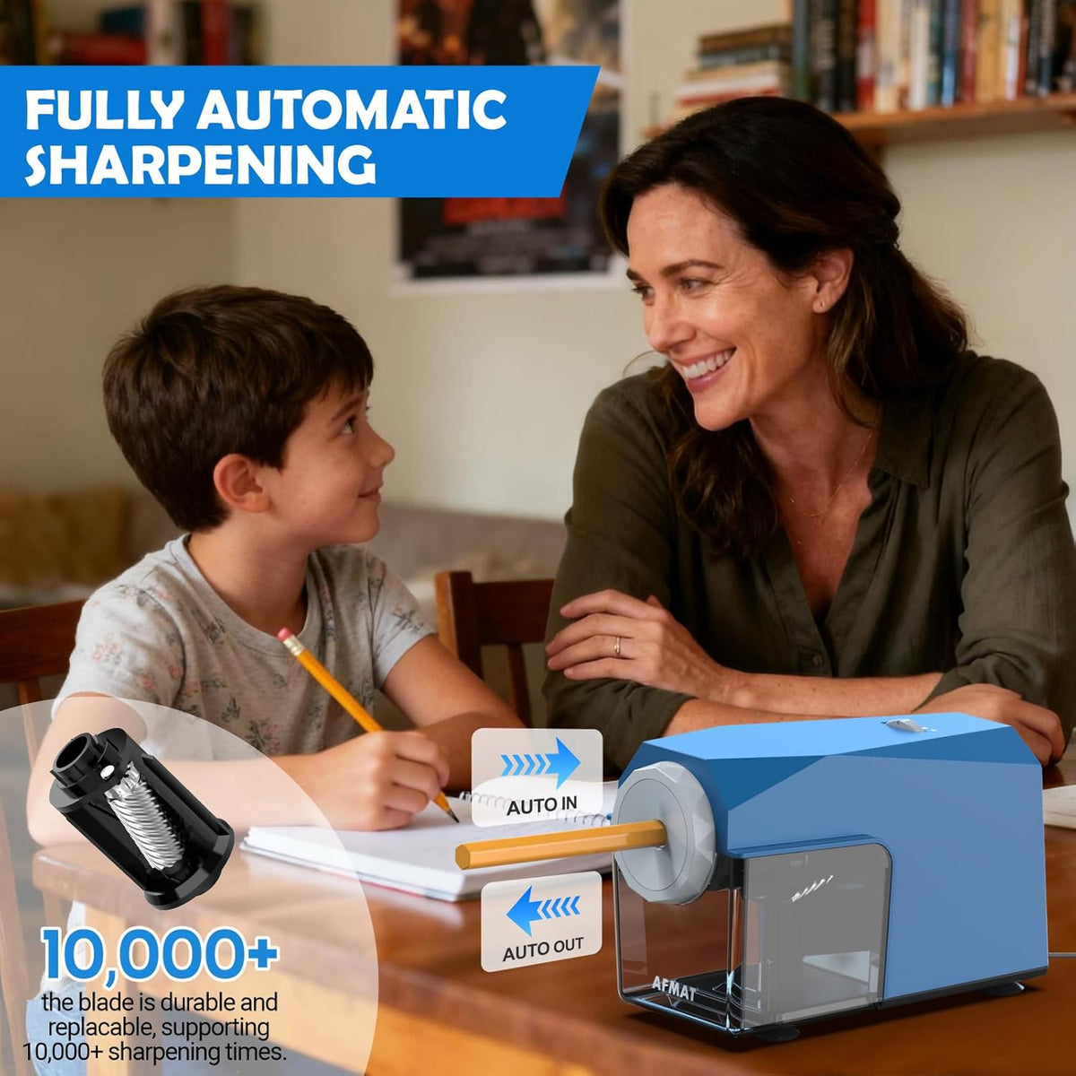 ✅Newest Model With Best Features✅Newly Upgraded Fully Automatic Electric Pencil Sharpener for 6.5-10.5mm No.2/Jumbo/Colored Pencils,3X Longer Cutter Life,PSC4BS