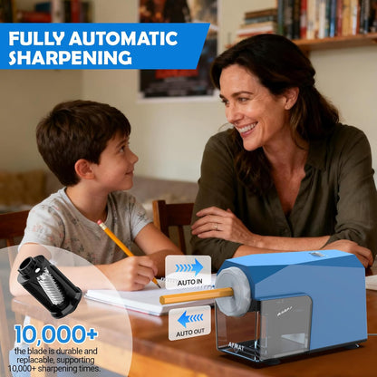 Newly Upgraded Fully Automatic Electric Pencil Sharpener for 6.5-10.5mm No.2/Jumbo/Colored Pencils,3X Longer Cutter Life,PSC4BS