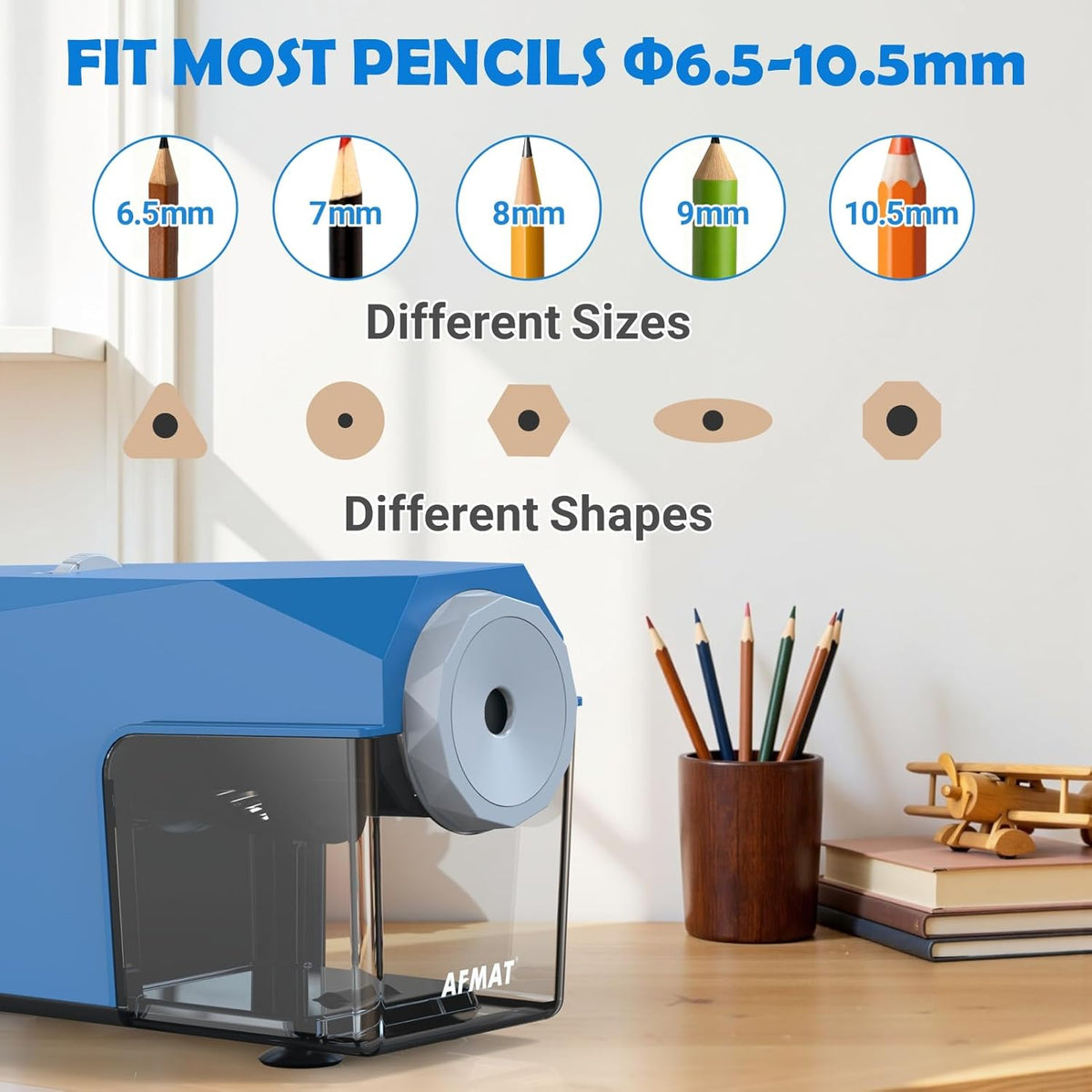 ✅Newest Model With Best Features✅Newly Upgraded Fully Automatic Electric Pencil Sharpener for 6.5-10.5mm No.2/Jumbo/Colored Pencils,3X Longer Cutter Life,PSC4BS