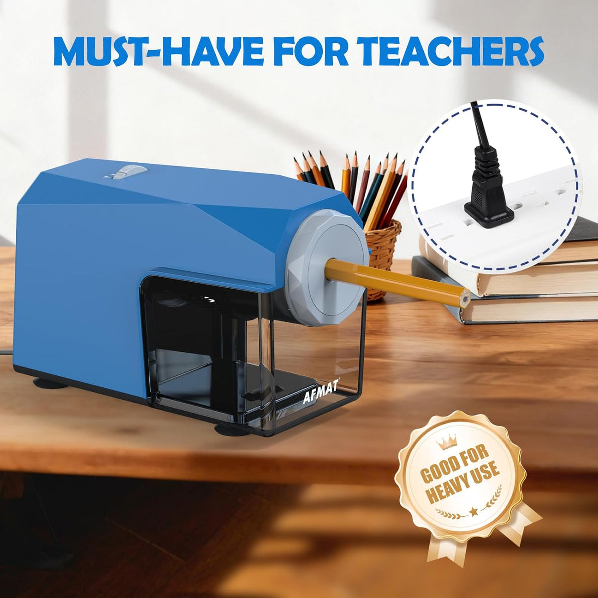 ✅Newest Model With Best Features✅Newly Upgraded Fully Automatic Electric Pencil Sharpener for 6.5-10.5mm No.2/Jumbo/Colored Pencils,3X Longer Cutter Life,PSC4BS