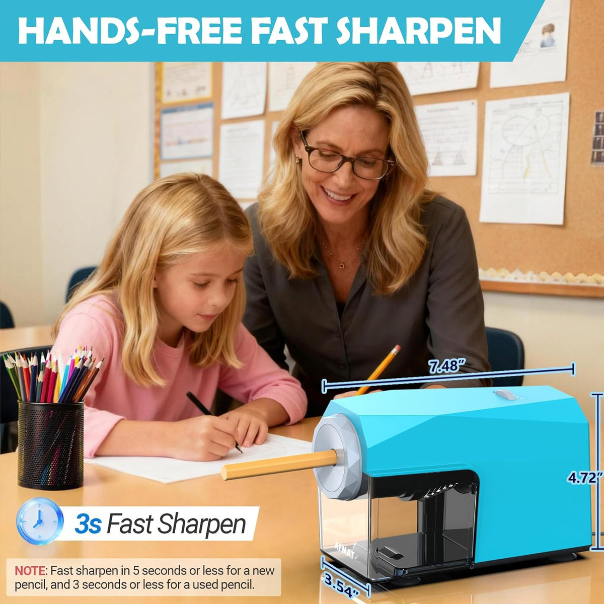 ✅Newest Model With Best Features✅Newly Upgraded Fully Automatic Electric Pencil Sharpener for 6.5-10.5mm No.2/Jumbo/Colored Pencils,3X Longer Cutter Life,PSC4CY