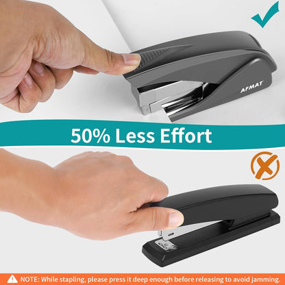 AFMAT ES10 Stapler for Desk, 50 Sheet Effortless Stapler, Desktop Stapler Staple with One Finger, Portable Handheld Ergonomic Stapler Heavy Duty,Green