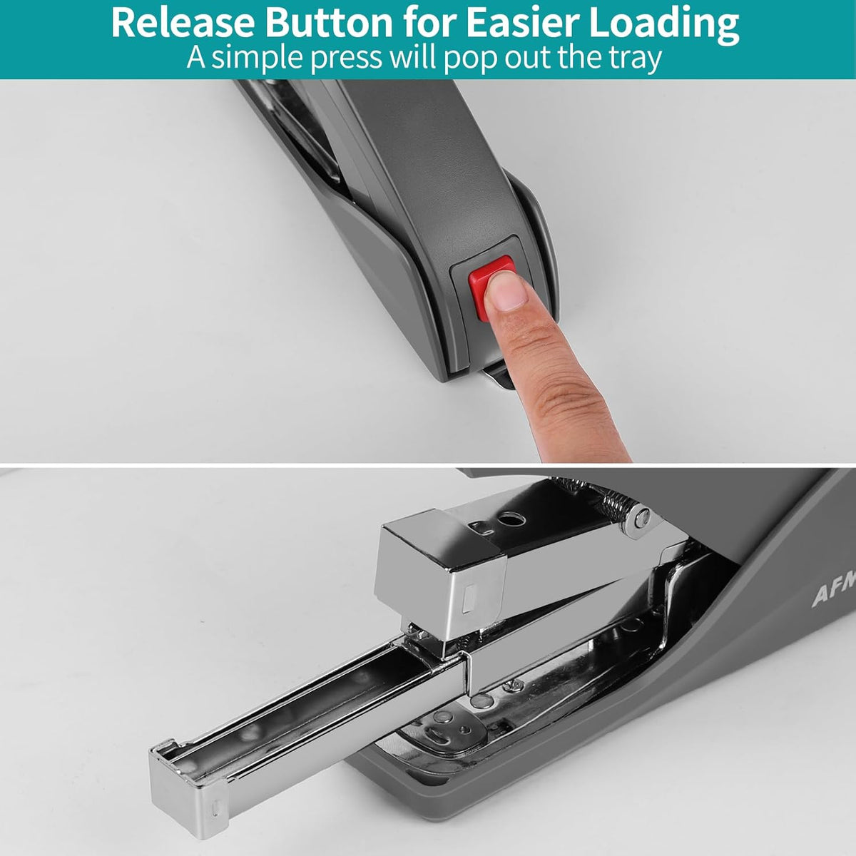 AFMAT ES10 Stapler for Desk, 50 Sheet Effortless Stapler, Desktop Stapler Staple with One Finger, Portable Handheld Ergonomic Stapler Heavy Duty,Green
