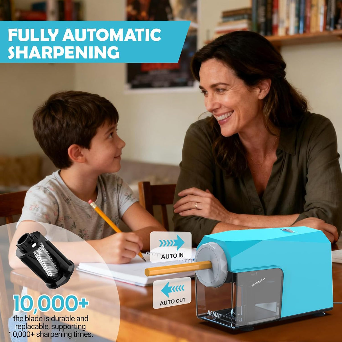 ✅Newest Model With Best Features✅Newly Upgraded Fully Automatic Electric Pencil Sharpener for 6.5-10.5mm No.2/Jumbo/Colored Pencils,3X Longer Cutter Life,PSC4CY