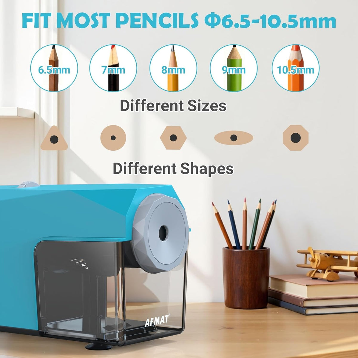 ✅Newest Model With Best Features✅Newly Upgraded Fully Automatic Electric Pencil Sharpener for 6.5-10.5mm No.2/Jumbo/Colored Pencils,3X Longer Cutter Life,PSC4CY