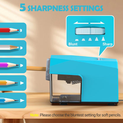 Newly Upgraded Fully Automatic Electric Pencil Sharpener for 6.5-10.5mm No.2/Jumbo/Colored Pencils,3X Longer Cutter Life,PSC4CY