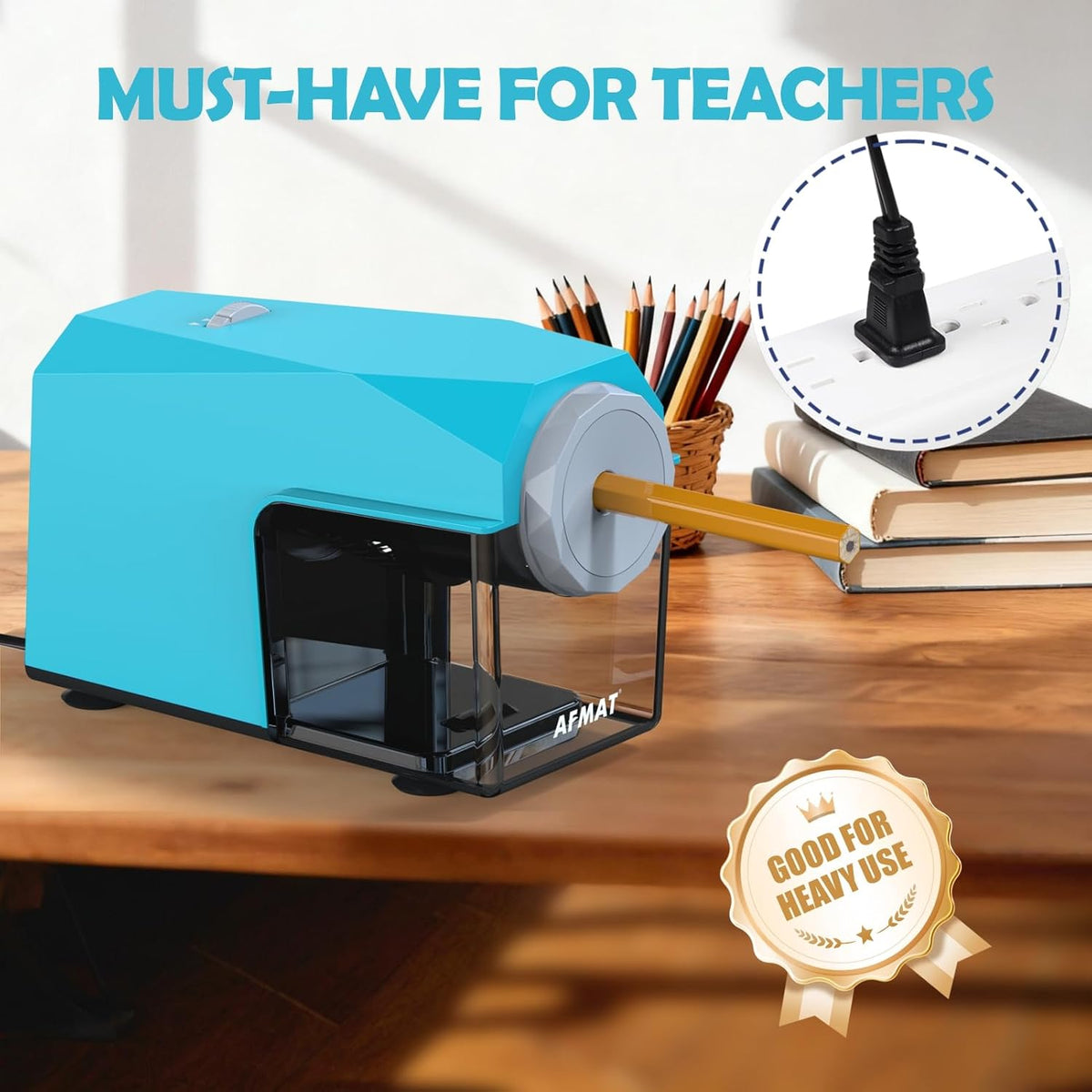 ✅Newest Model With Best Features✅Newly Upgraded Fully Automatic Electric Pencil Sharpener for 6.5-10.5mm No.2/Jumbo/Colored Pencils,3X Longer Cutter Life,PSC4CY