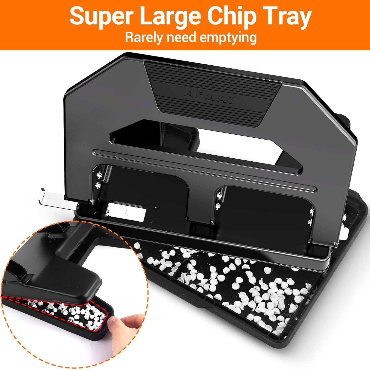 AFMAT HPX2 3 Hole Puncher Heavy Duty, 40-Sheet Heavy Duty Three Hole Punch, 50% Reduced Effort Paper Punch, 10000+ Punching Times,Black