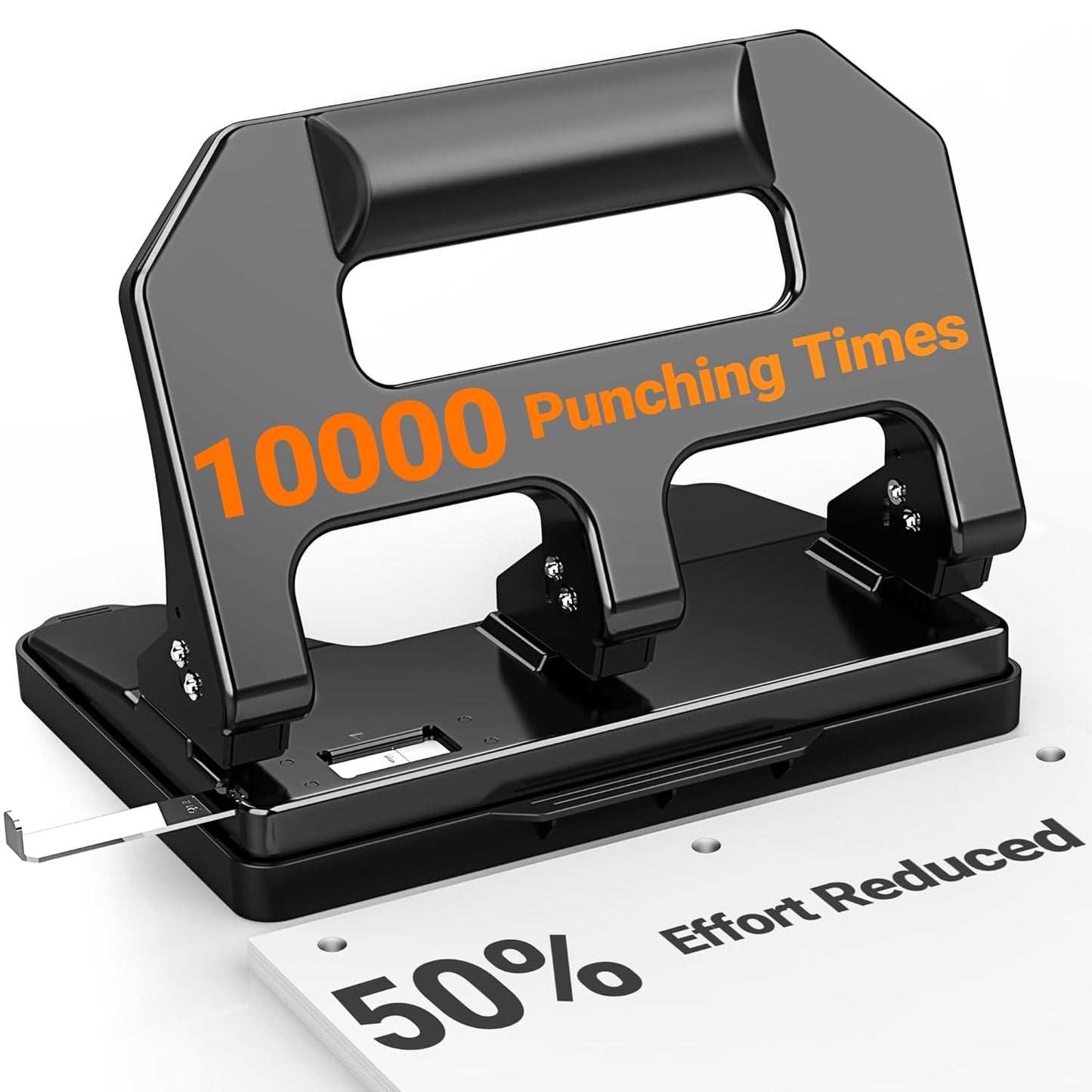 AFMAT HPX1 3 Hole Punch Heavy Duty, 3 Hole Puncher for Binder, 10000+ Punching Times, 40-Sheet Three Hole Punch,Black