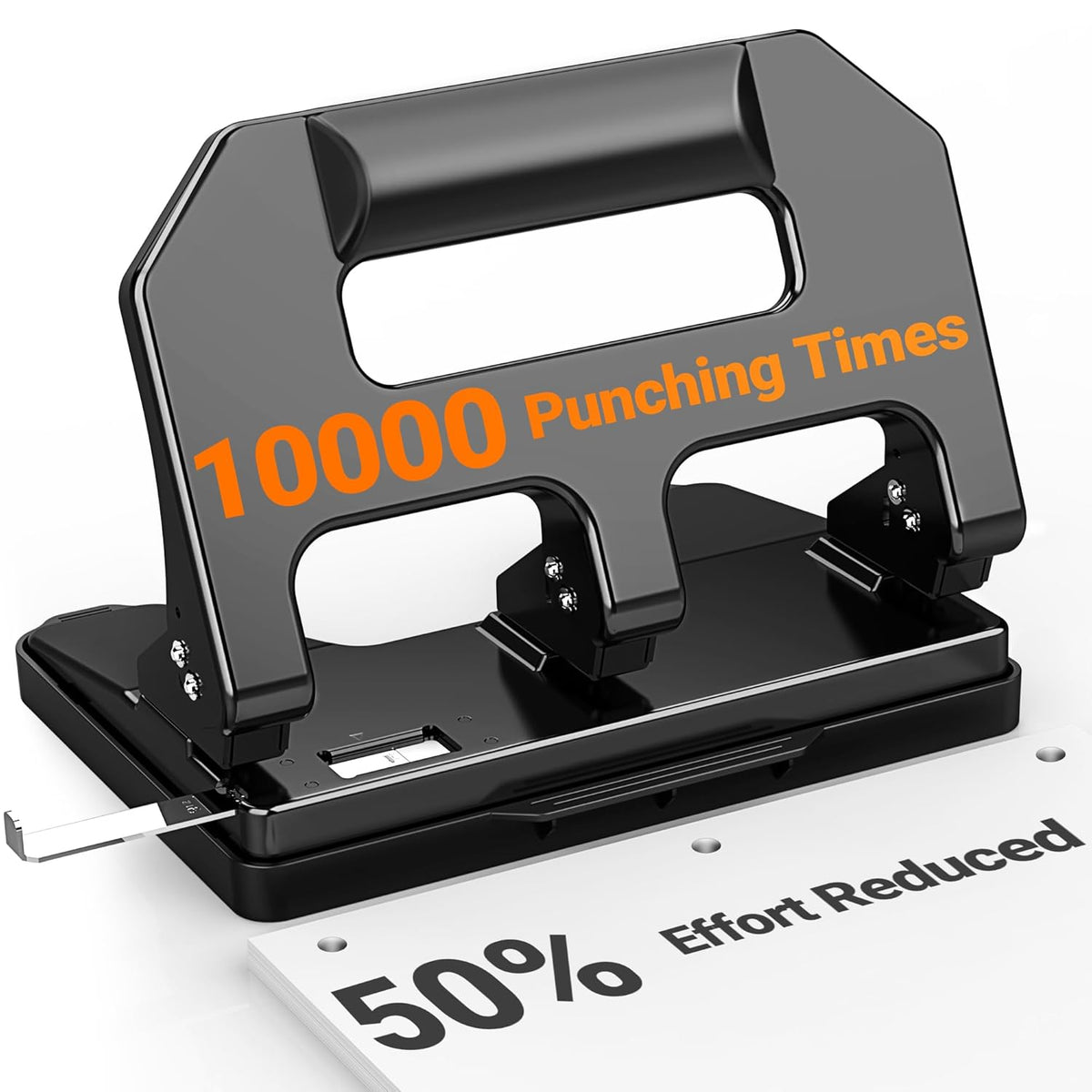 AFMAT HPX1 3 Hole Punch Heavy Duty, 3 Hole Puncher for Binder, 10000+ Punching Times, 40-Sheet Three Hole Punch,Black