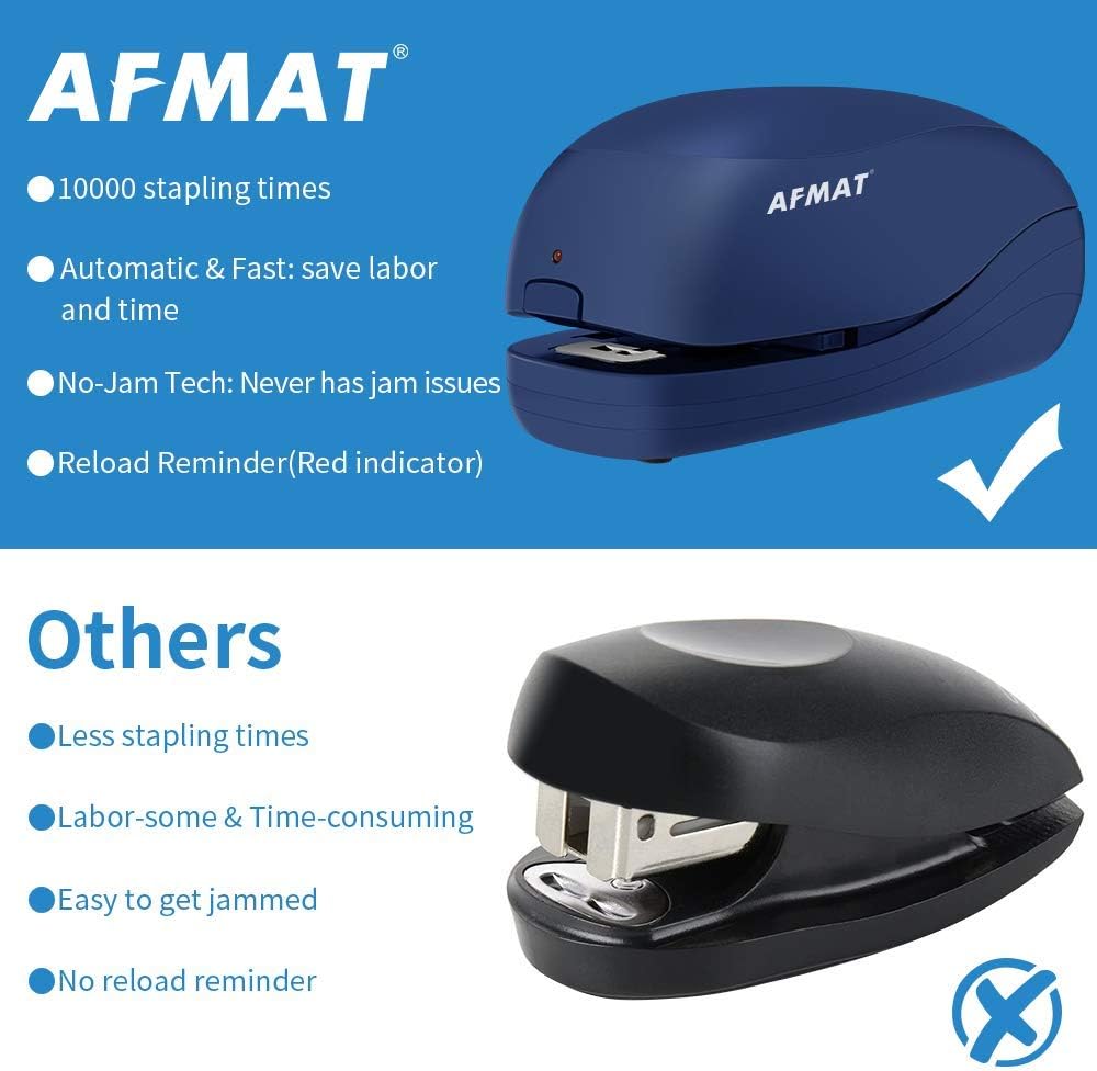 AFMAT ES03 Electric Stapler for Desk, Automatic Stapler Desktop, Office Staplers Electric, with Reload Reminder & Release Button, 25 Sheets Capacit,Black