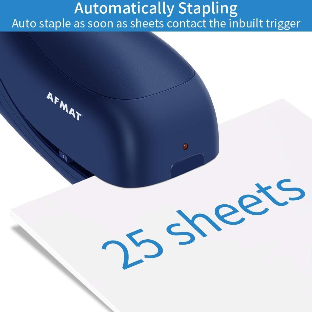 AFMAT ES03 Electric Stapler for Desk, Automatic Stapler Desktop, Office Staplers Electric, with Reload Reminder & Release Button, 25 Sheets Capacit,Black