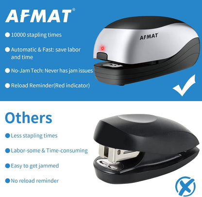 AFMAT ES03 Electric Stapler for Desk, Automatic Stapler Desktop, Office Staplers Electric, with Reload Reminder & Release Button, 25 Sheets Capacit,Black
