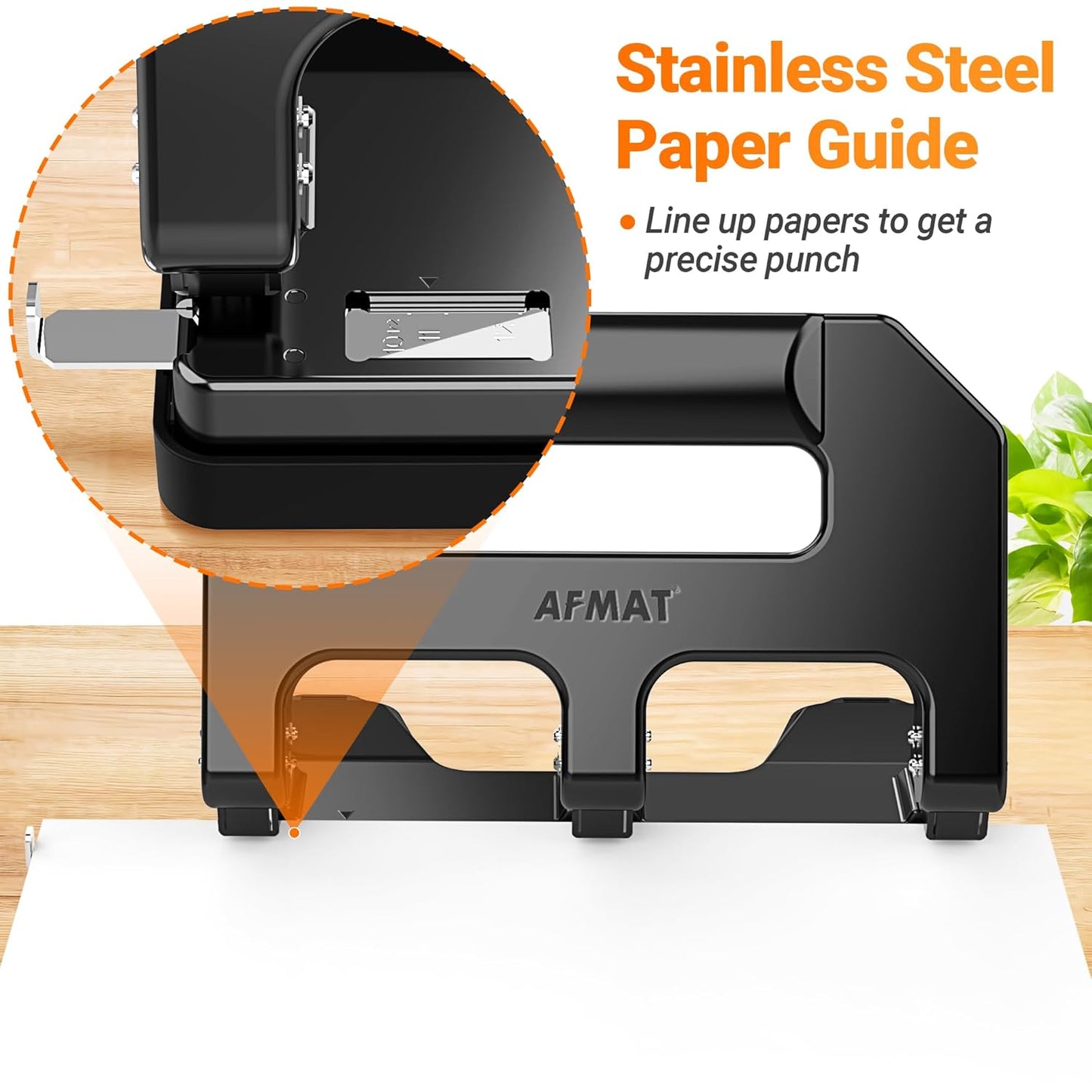 AFMAT HPX1 3 Hole Punch Heavy Duty, 3 Hole Puncher for Binder, 10000+ Punching Times, 40-Sheet Three Hole Punch,Black