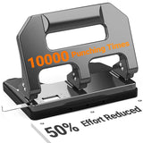 AFMAT HPX1 3 Hole Punch Heavy Duty, 3 Hole Puncher for Binder, 10000+ Punching Times, 40-Sheet Three Hole Punch,Grey