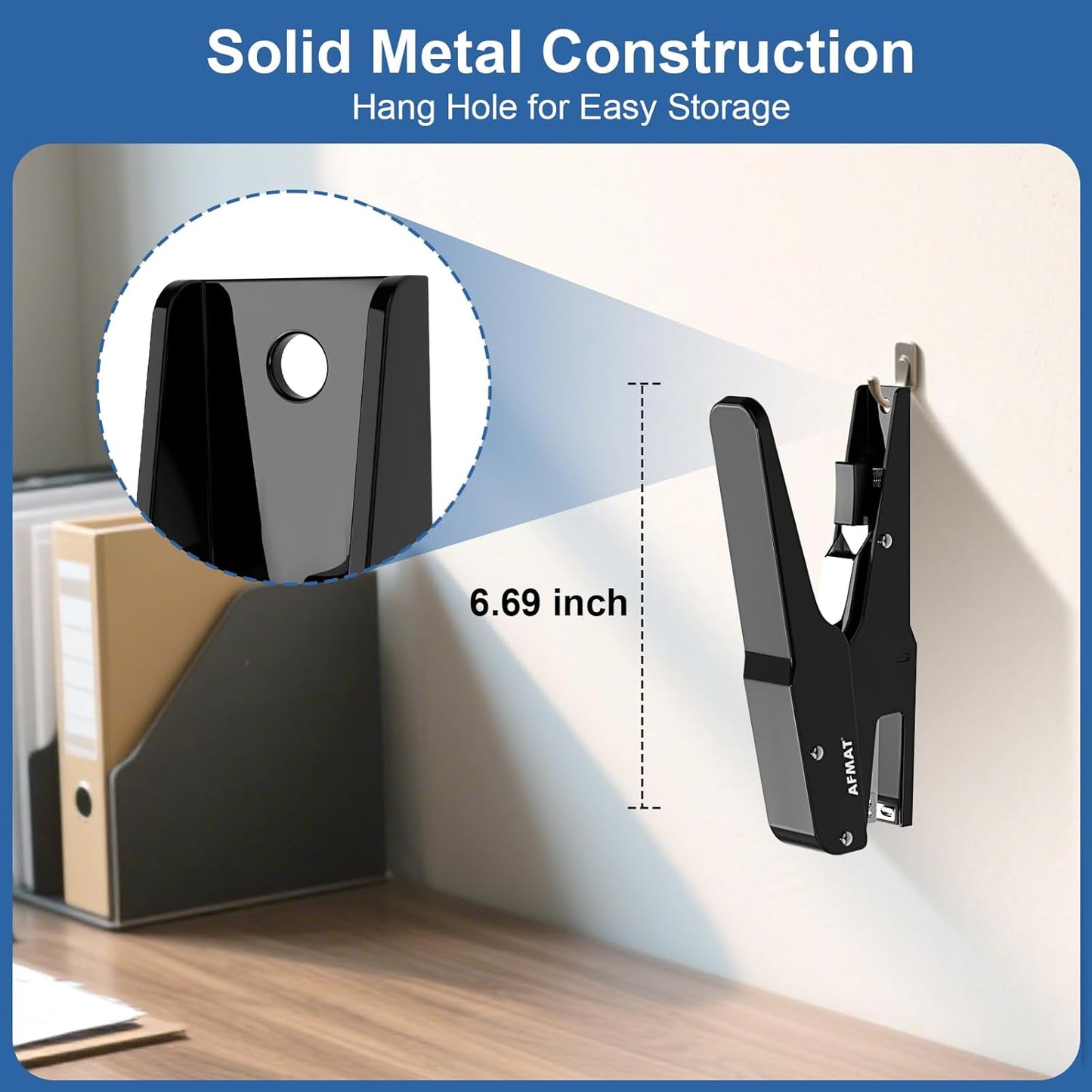 AFMAT ES14 Effortless Plier Stapler, Metal 50 Sheet Stapling Plier, with 1000 5/16" Staples