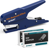 AFMAT Müheloser Zangenhefter, Metall-Heftzange für 50 Blatt, mit 1000 5/16-Zoll-Heftklammern, Modell: ES14 (Blau)