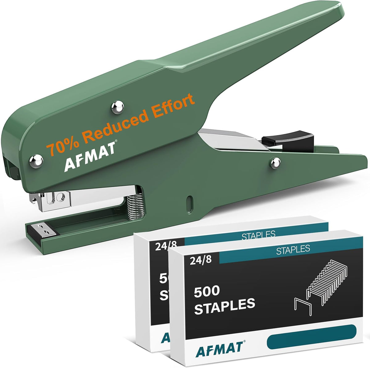AFMAT ES14 Effortless Plier Stapler, Metal 50 Sheet Stapling Plier, with 1000 5/16