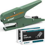 AFMAT Müheloser Zangenhefter, 50-Blatt-Heftzange aus Metall, mit 1000 5/16-Zoll-Heftklammern, Modell: ES14 (Grün)