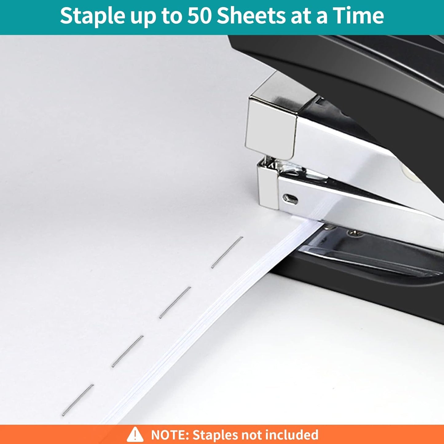 AFMAT ES10 Stapler for Desk, 50 Sheet Effortless Stapler, Desktop Stapler Staple with One Finger, Portable Handheld Ergonomic Stapler Heavy Duty,Green