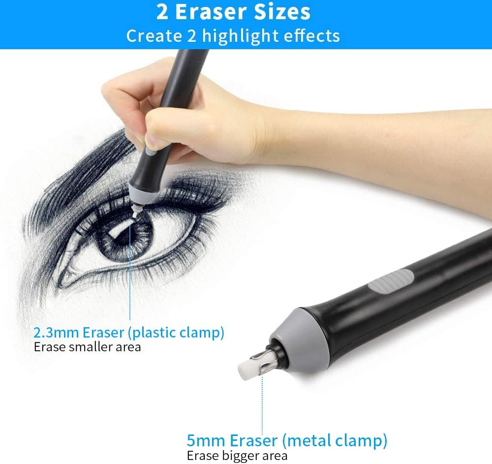 Electric Eraser Battery Operated for Artists, with 140 Eraser Refills, EEW001