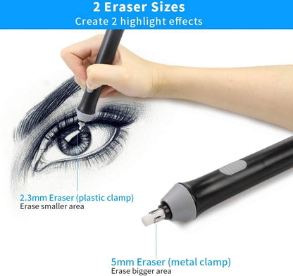 Electric Eraser Battery Operated for Artists, with 140 Eraser Refills, EEW001