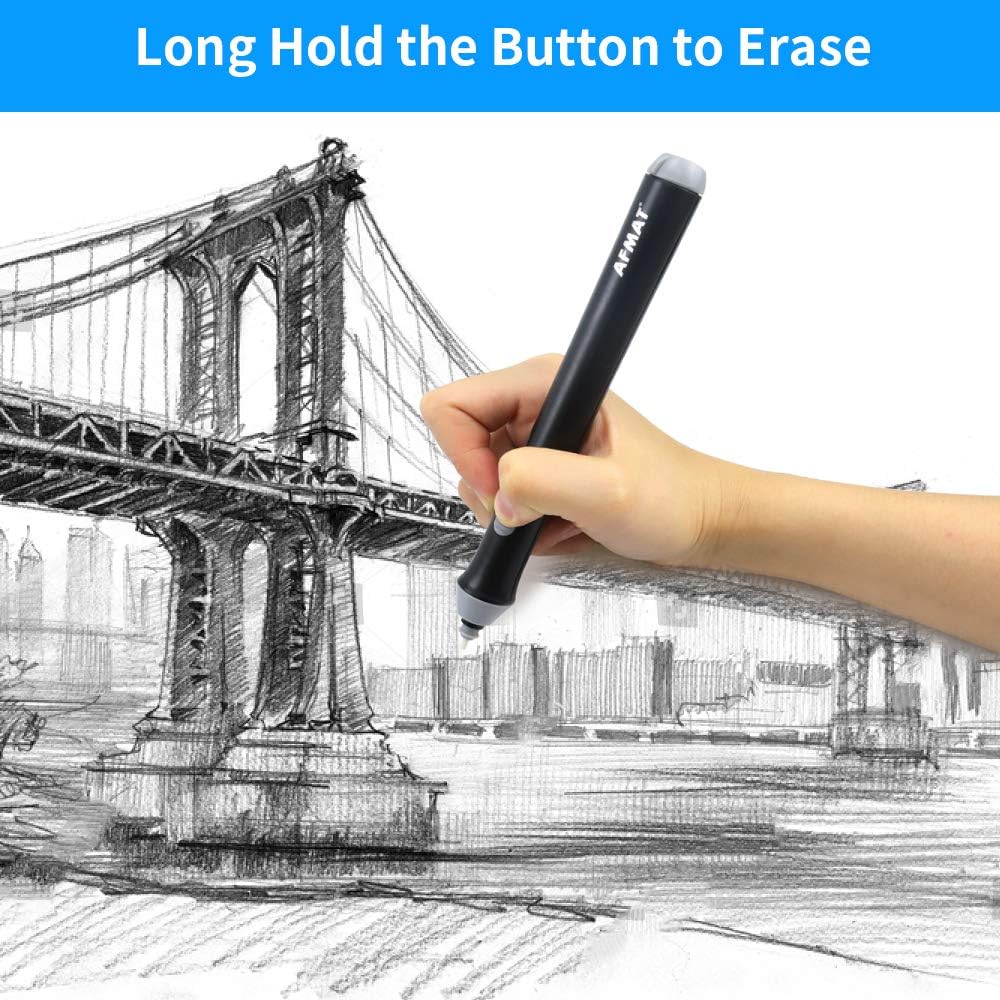 Electric Eraser Battery Operated for Artists, with 140 Eraser Refills, EEW001