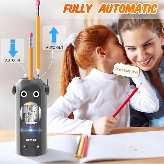 AFMAT PSX5RB Fully Automatic Robot Electric Pencil Sharpener for Colored Pencils 7-11.5mm,PSX5GYRB