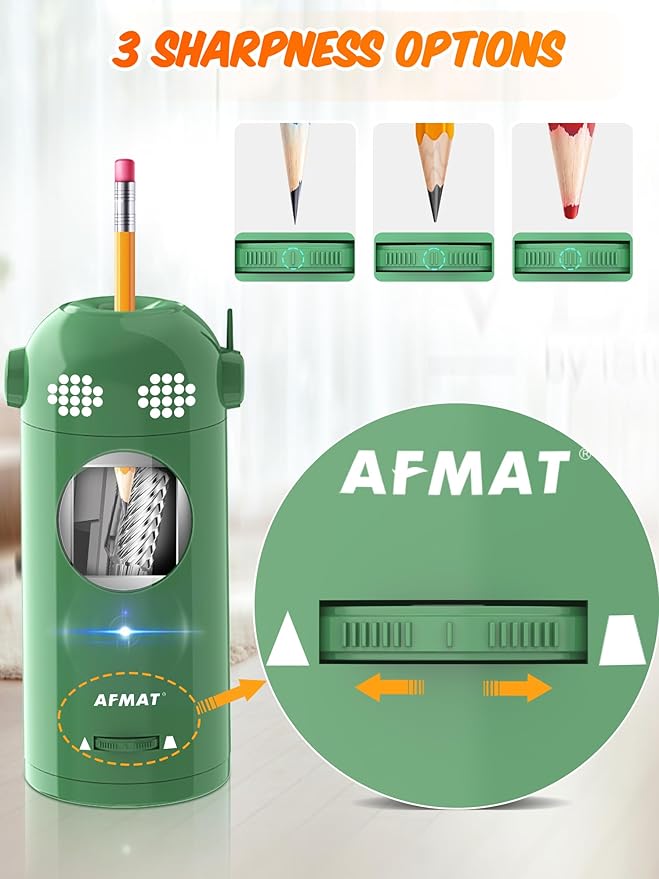 AFMAT PSX5EW Robot Fully Automatic Electric Pencil Sharpener for 7-11.5mm Pencils,PSX5GNEW