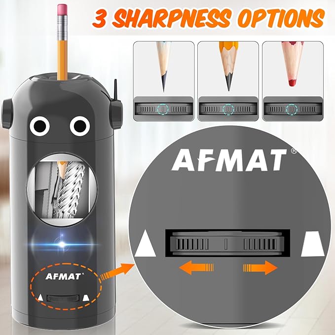 🎁Best Gift Everyone Loves🎁 AFMAT Fully Automatic Robot Electric Pencil Sharpener for Colored Pencils 7-11.5mm,PSX5GYRB