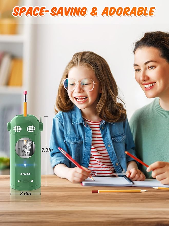 AFMAT PSX5EW Robot Fully Automatic Electric Pencil Sharpener for 7-11.5mm Pencils,PSX5GNEW