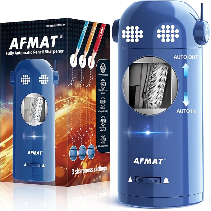 AFMAT PSX5EW Robot Fully Automatic Electric Pencil Sharpener for 7-11.5mm Pencils,PSX5GNEW