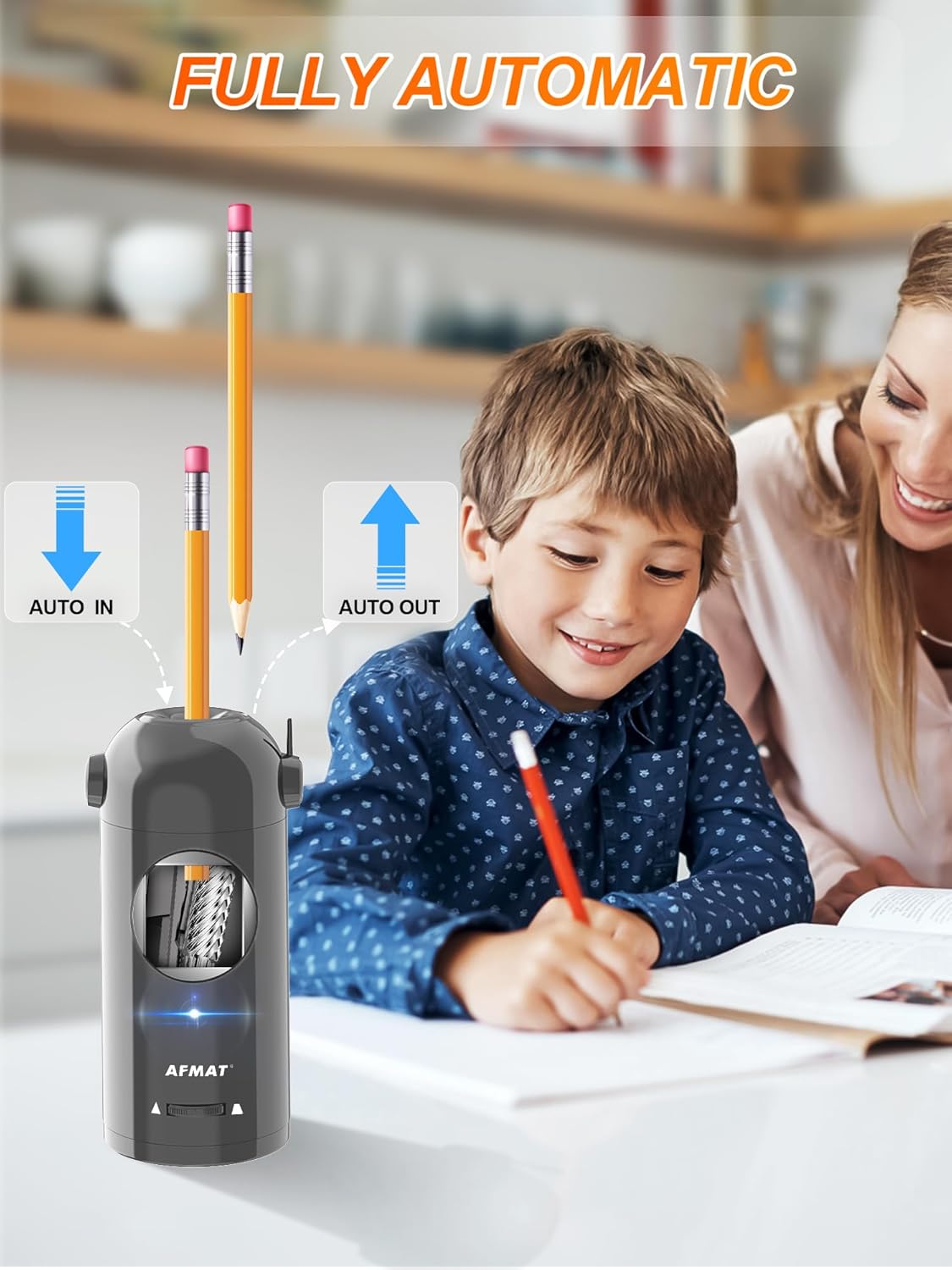Available in Canada:AFMAT PSX5 Fully Automatic Electric Pencil Sharpener,AFMAT Electric Robot Pencil Sharpener for Colored Pencils 7-11.5mm,Blue