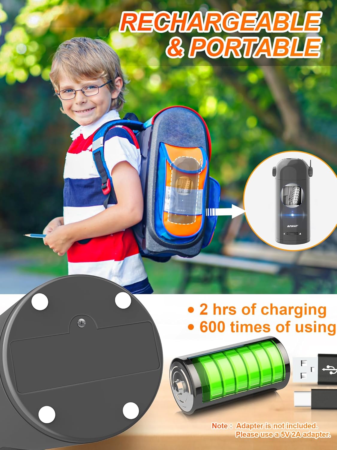 Fully Automatic Rechargeable Electric Pencil Sharpener, PSX5GY