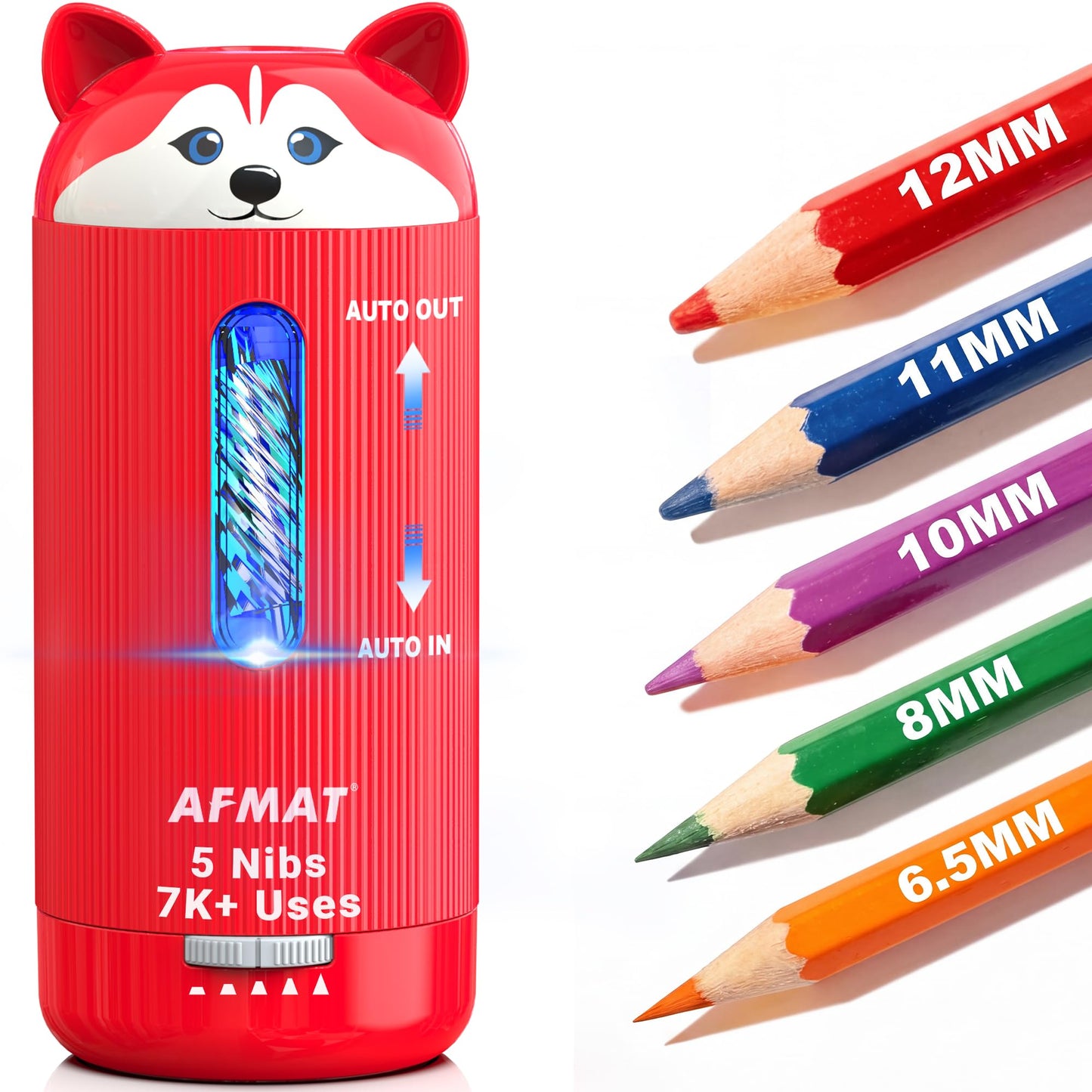 💥Limited Edition!🐶Cutest Animal Collection Is Here🐶✅Newest Model With Best Features✅AFMAT Electric Pencil Sharpener, Fully Automatic Pencil Sharpener,for Jumbo/Colored Pencils (φ6.5-12mm) PSJ1RD