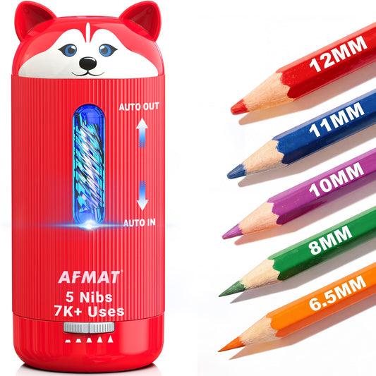 💥Limited Edition!🐶Cutest Animal Collection Is Here🐶✅Newest Model With Best Features✅AFMAT Electric Pencil Sharpener, Fully Automatic Pencil Sharpener,for Jumbo/Colored Pencils (φ6.5-12mm) PSJ1RD