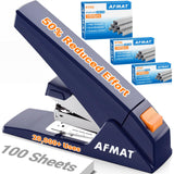 AFMAT ES18 Heavy Duty Stapler-100 Sheet, 50% Less Effort, 20,000+ Uses, ES18BL