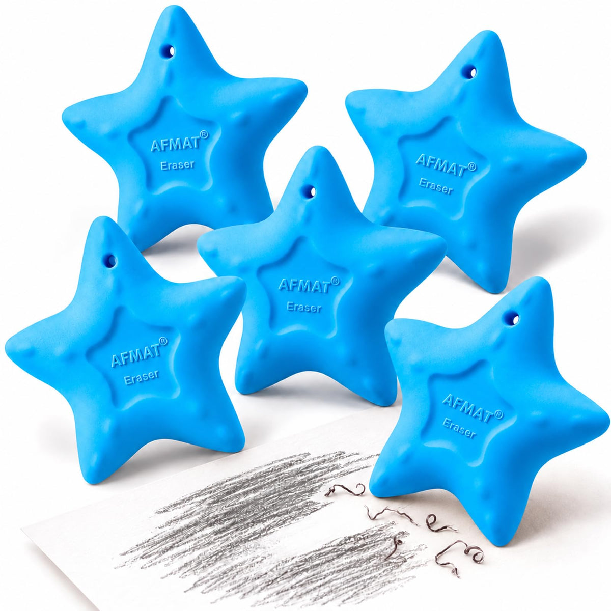 AFMAT PE03 Erasers for Kids, Latex-Free, Self-Clumping Shavings, 5 Pcs