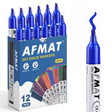 AFMAT Dry Erase Markers, Liquid Chisel Tip Whiteboard Markers with Visible Ink Window, Low Odor & Non-Toxic, 3X Large Capacity, No Residue for White Board, Classroom, Office, Home, Bright Blue,12 Pack,DB10X6