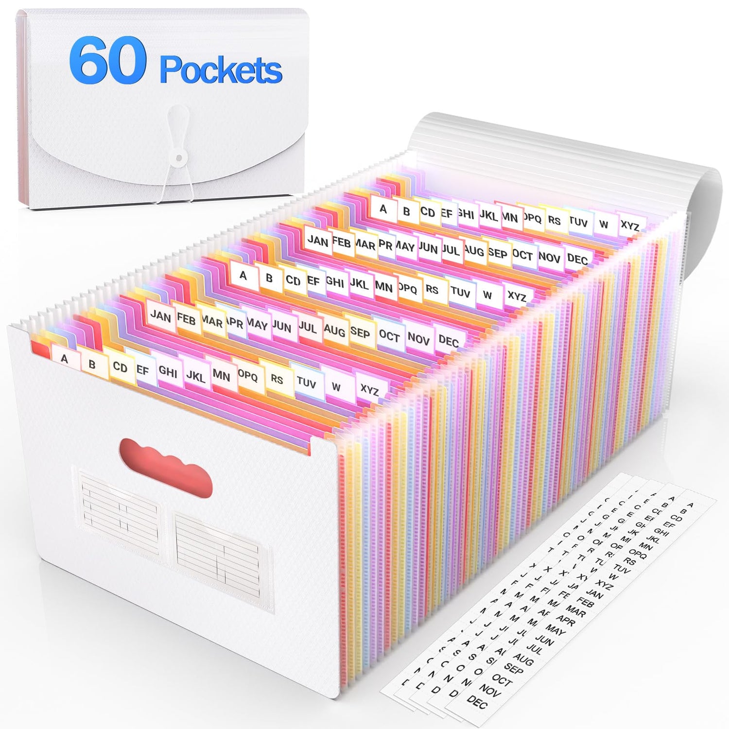 AFMAT Accordian File Organizer, 60 Pockets Expanding File Folder, Portable Letter/A4 Size Expandable File Folder for Receipt/Bill/Tax/Coupon/Document